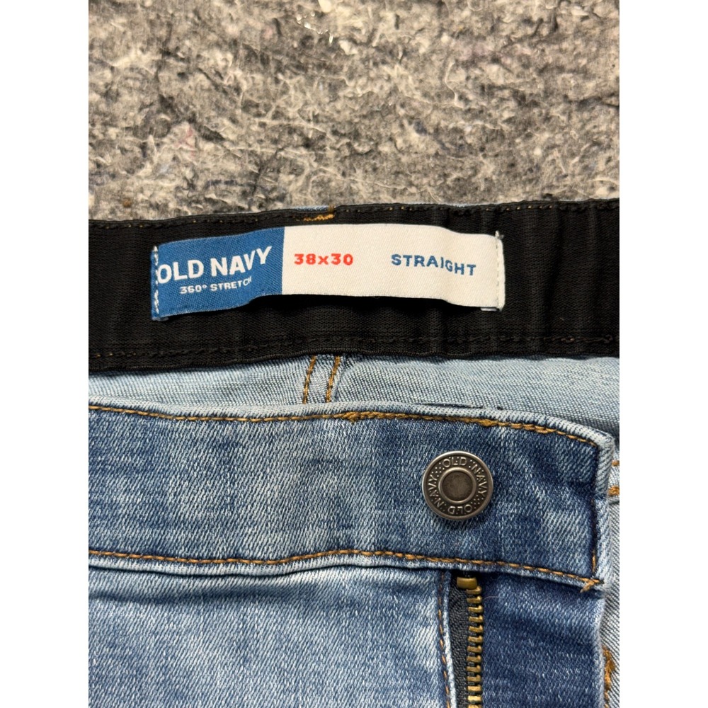 Old Navy 360 Stretch Straight Leg Jeans Mens 38x30 Light Wash Blue Denim Comfort - Picture 8 of 13